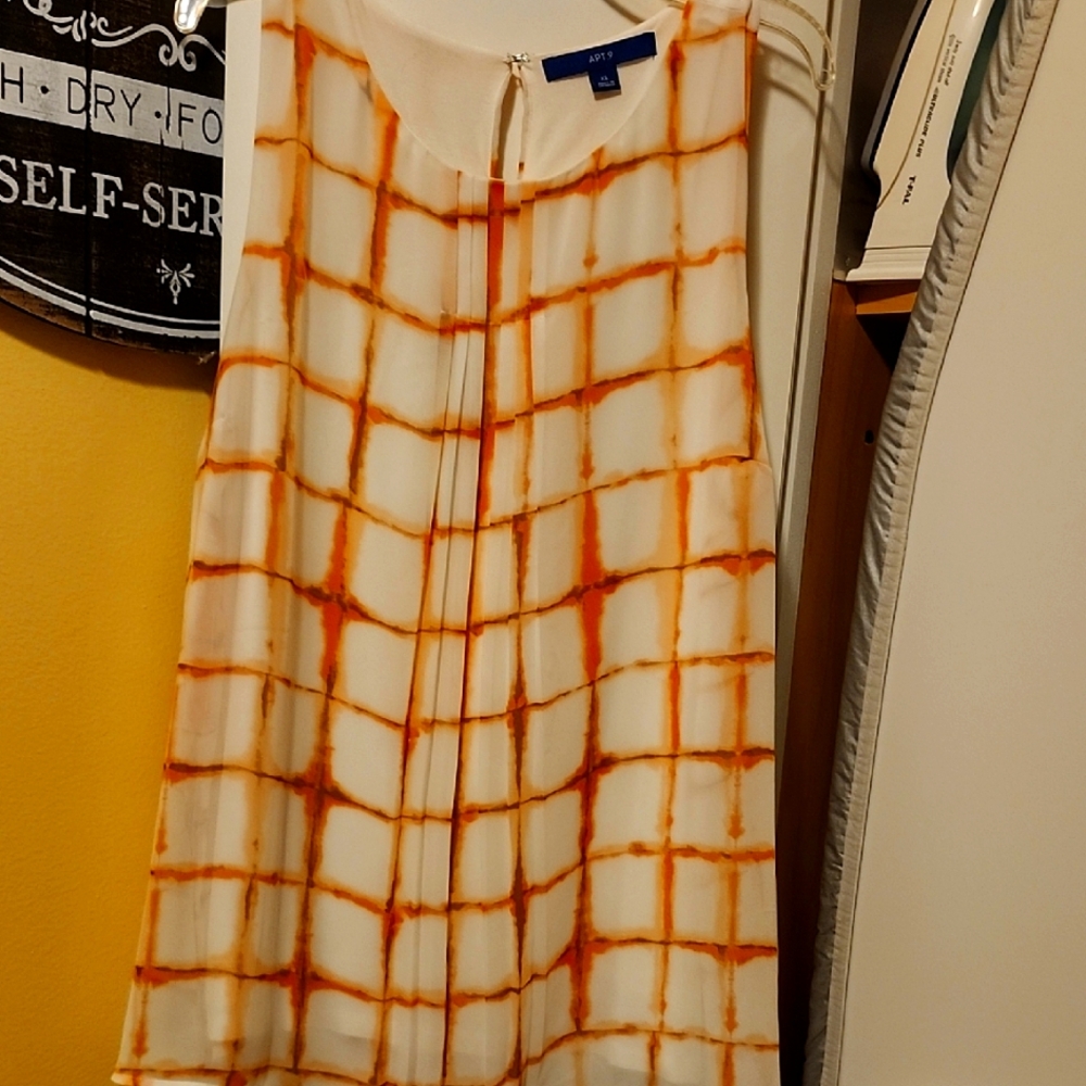 Apt. 9 Coral and Cream A-Line Blouse
